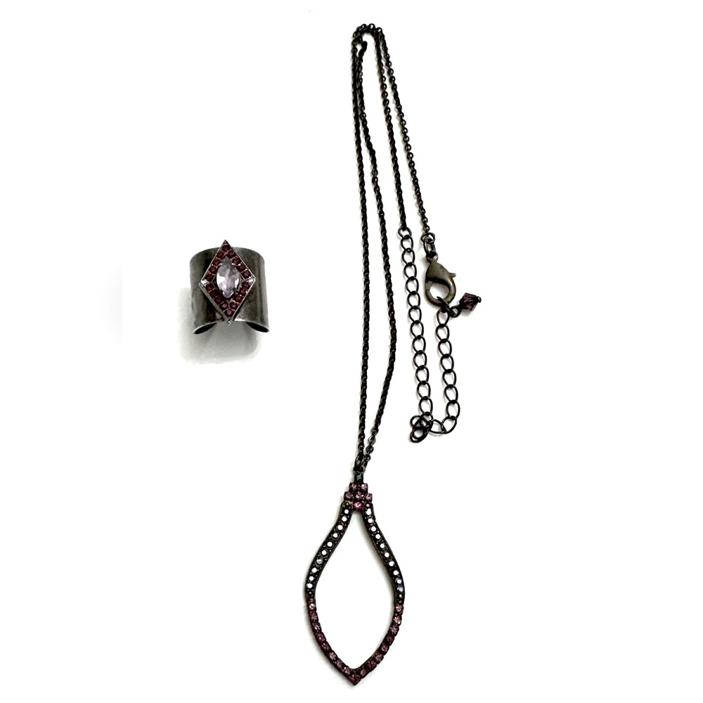 Sorrelli Pink Ruby Pendant & Ring